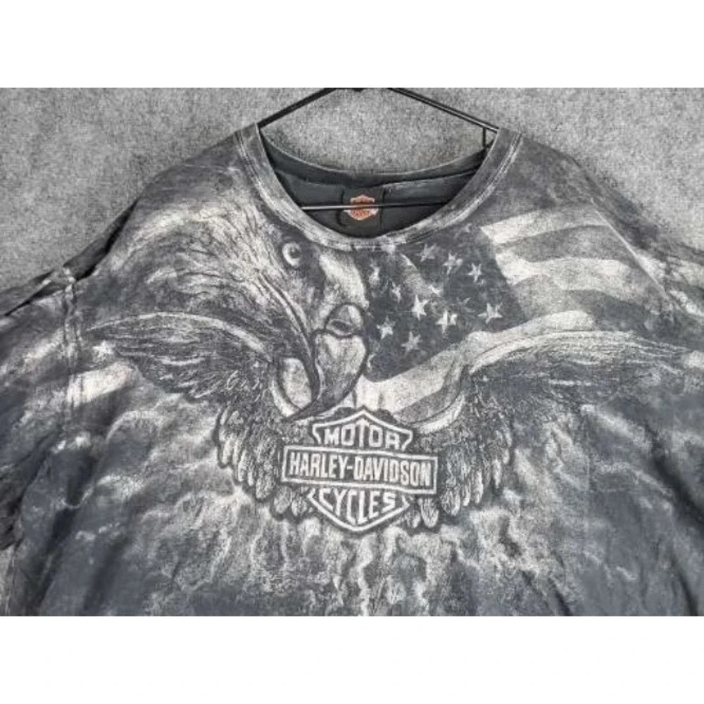 Vintage Y2K Harley Davidson Eagle Shirt Mens XXL Gray Roswell NM Grunge‎ Biker